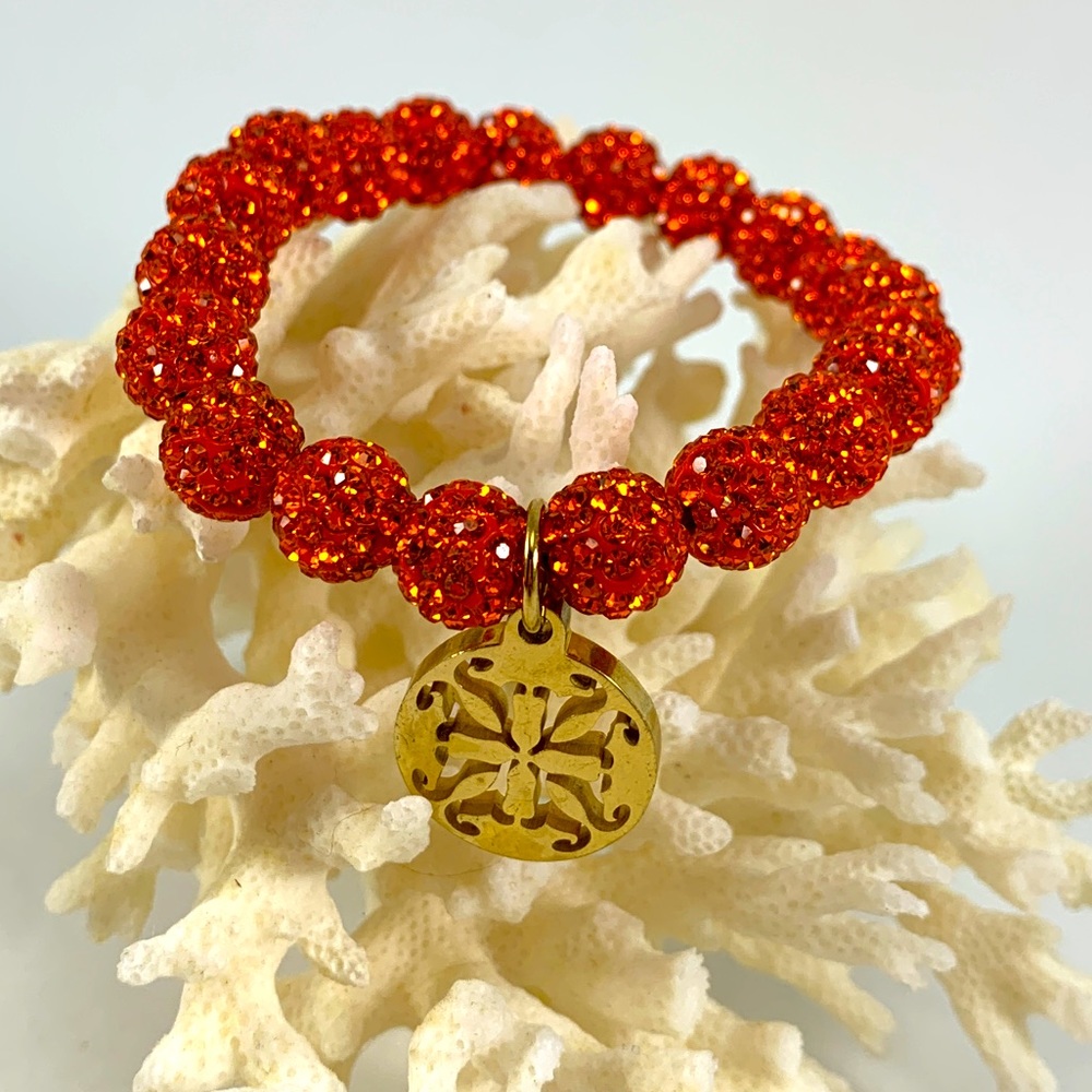 Vintage Rustic Cuff Orange Stretch Bracelet